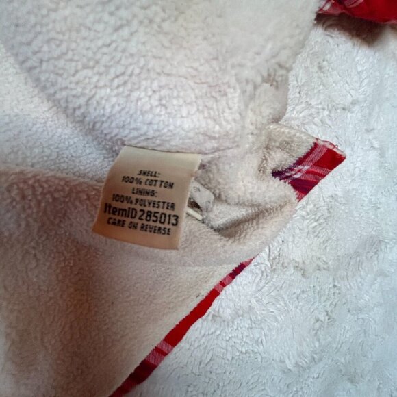L.L. Bean Womens Button Fleece-Lined Flannel Shirt Jacket Large Red Plaid Casual - Picture 9 of 9